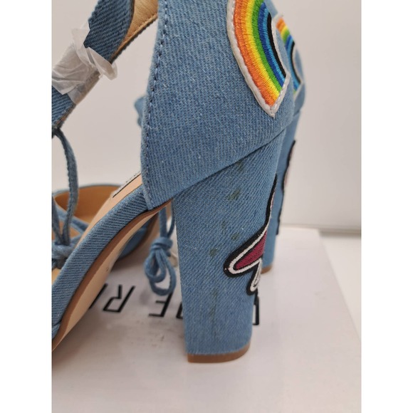 READ Cape Robbin Boho Western Denim Patches block high heel pointy toe Shoes 8 - Picture 9 of 10